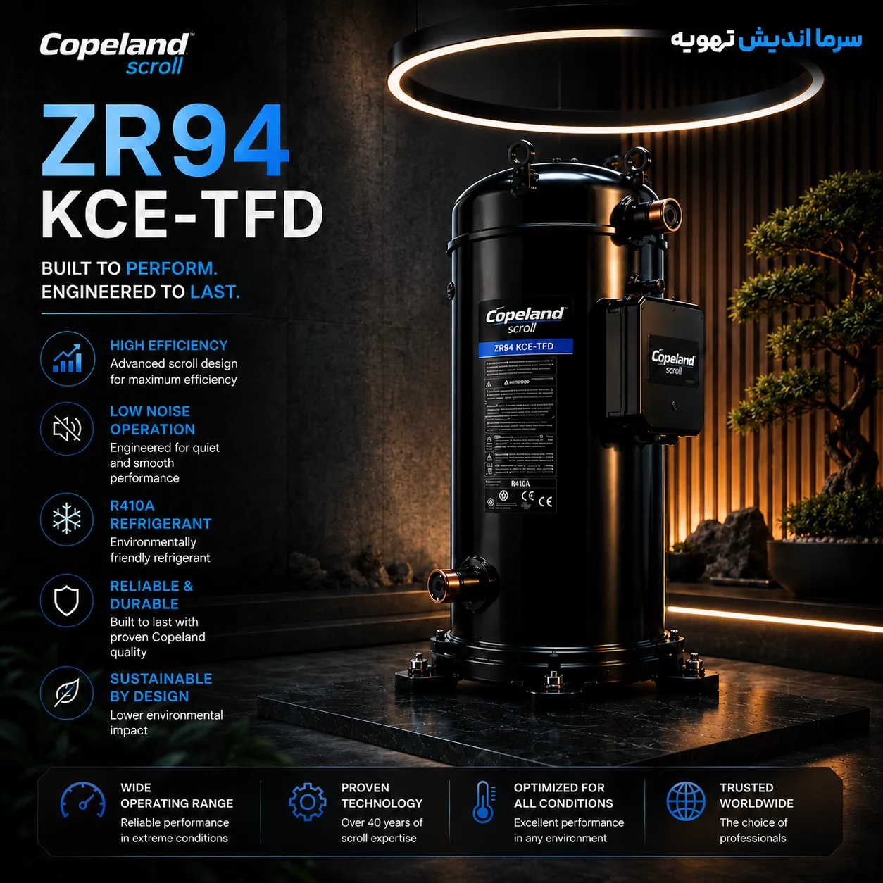 کمپرسور اسکرال کوپلند ZR94 KCE-TFD-550-توان 7.8 اسب بخار-سه فاز
