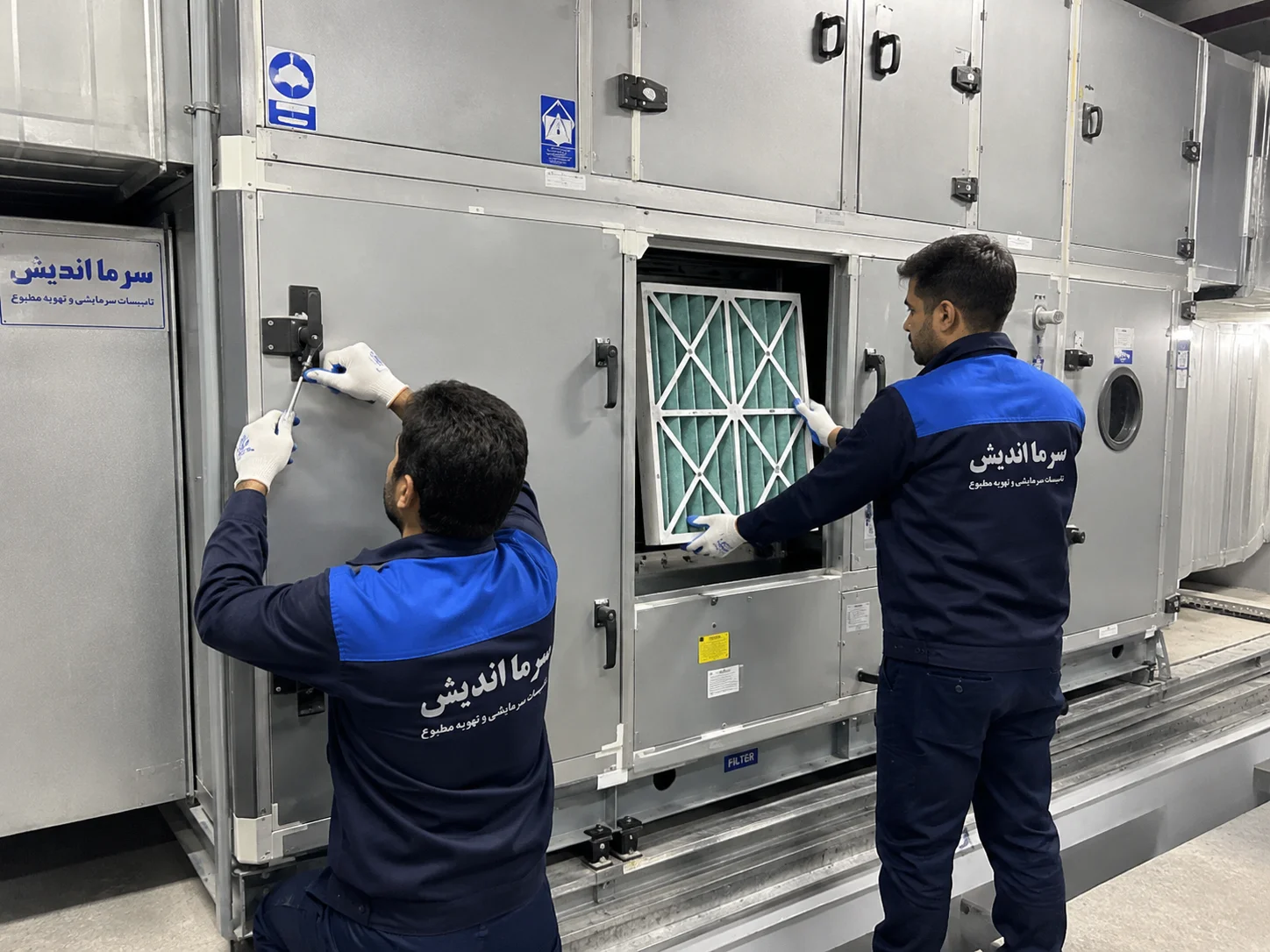 بازسازی و بهینه‌سازی هواسازهای اسپیناس پالاس با ارتقای فیلتراسیون و تعمیرات AHU