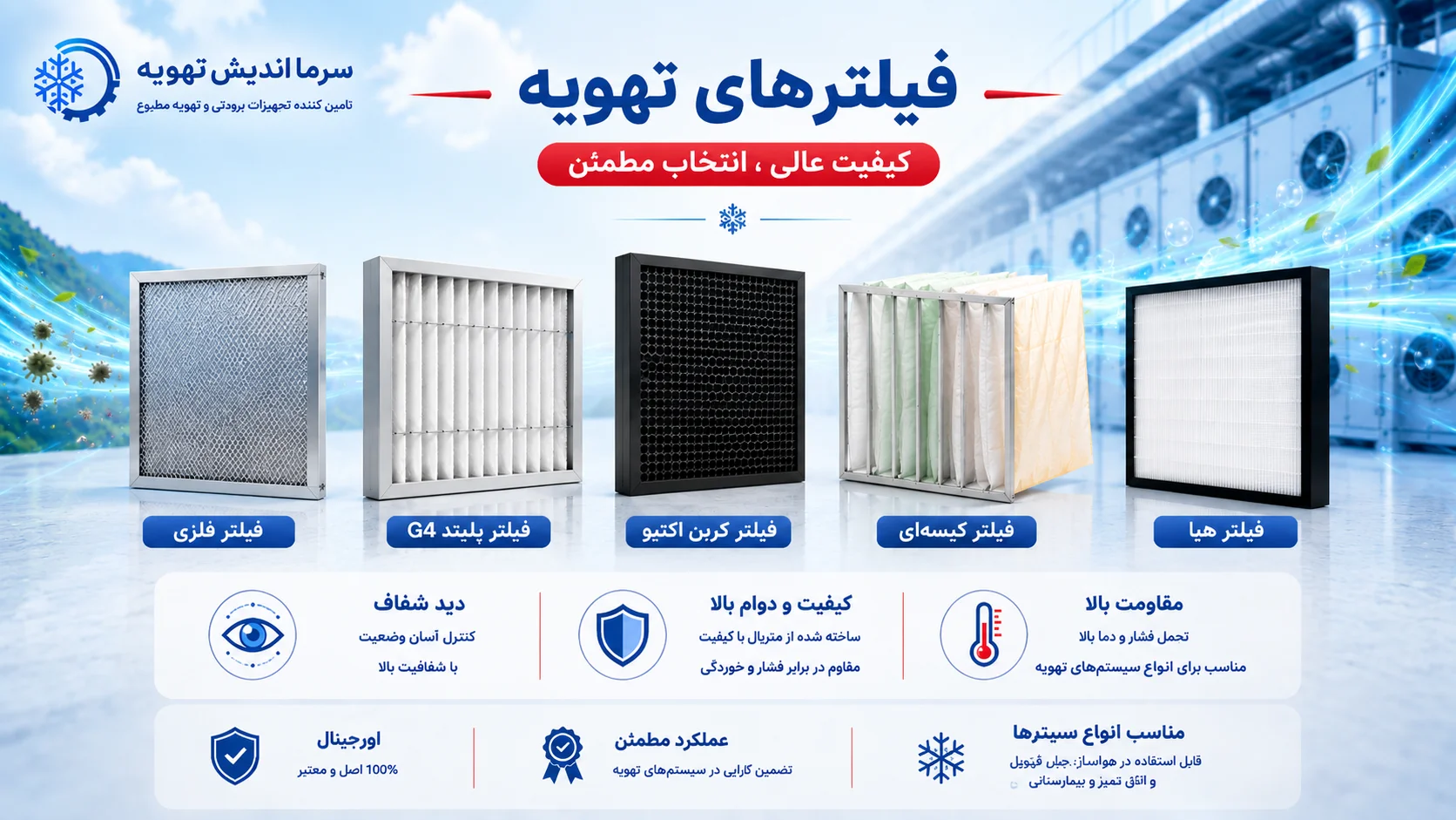 خرید فیلتر هواساز و تجهیزات فیلتراسیون هوا