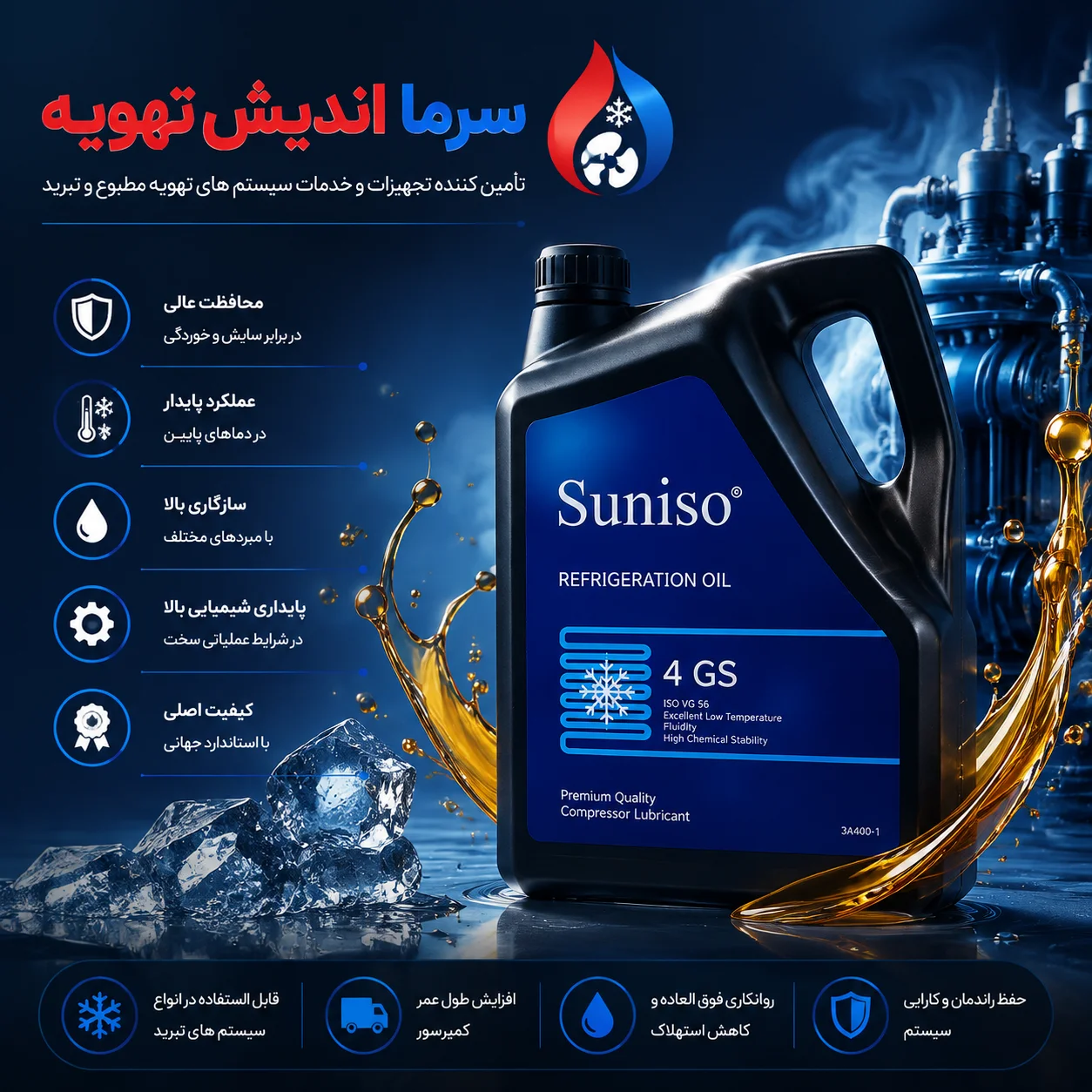 روغن کمپرسور SUNISO 4GS اصل | روغن معدنی سانیسیو 4GS