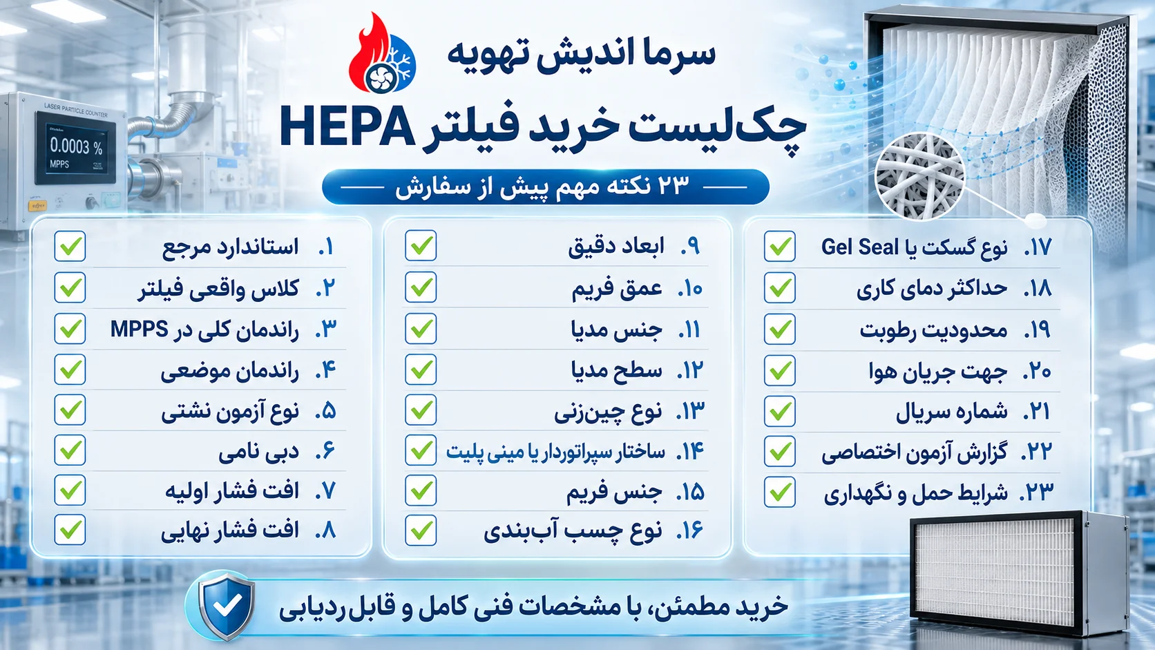 چک لیست خرید فیلتر هپا